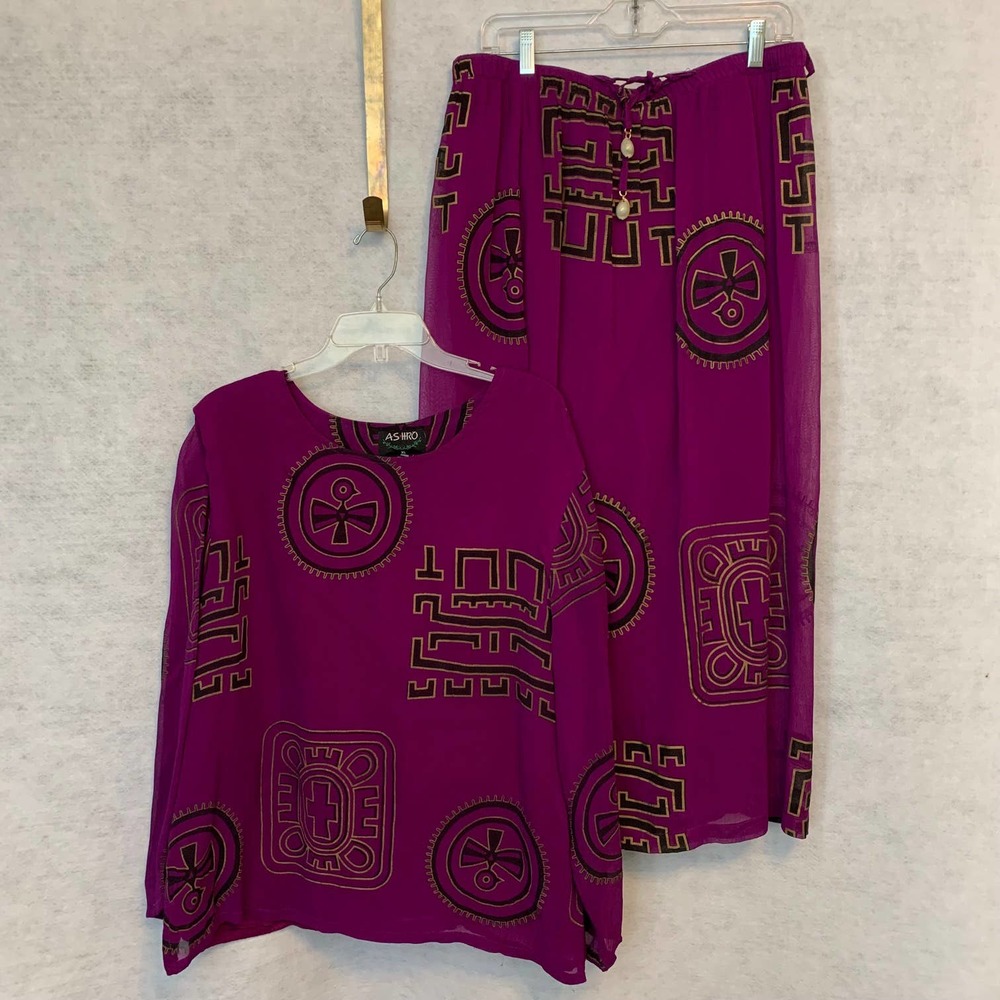 Ashro‎ Native American Print Skirt/Top Set Women's Size XL